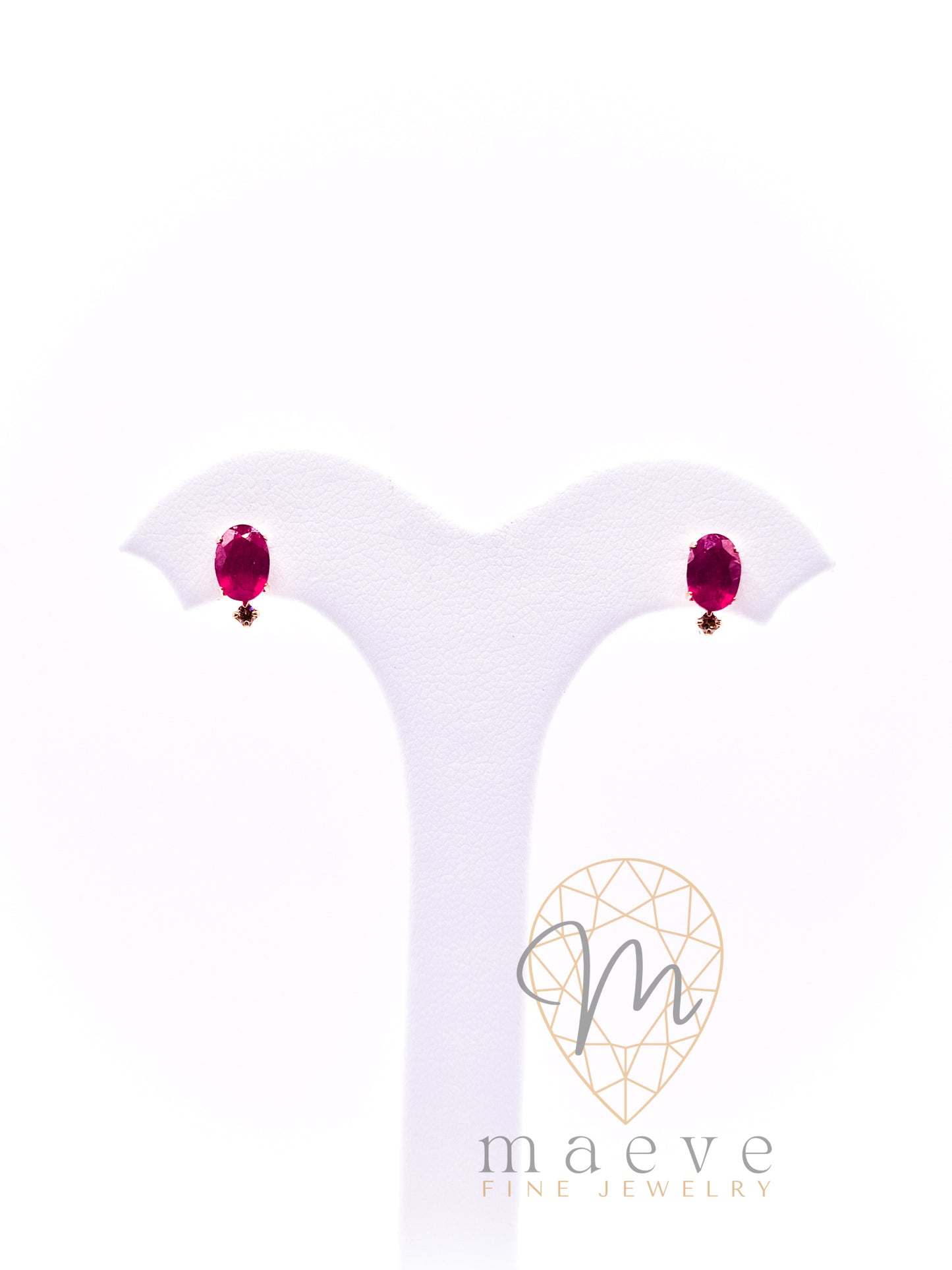 Madeline Diamonds and Ruby Stud Earrings