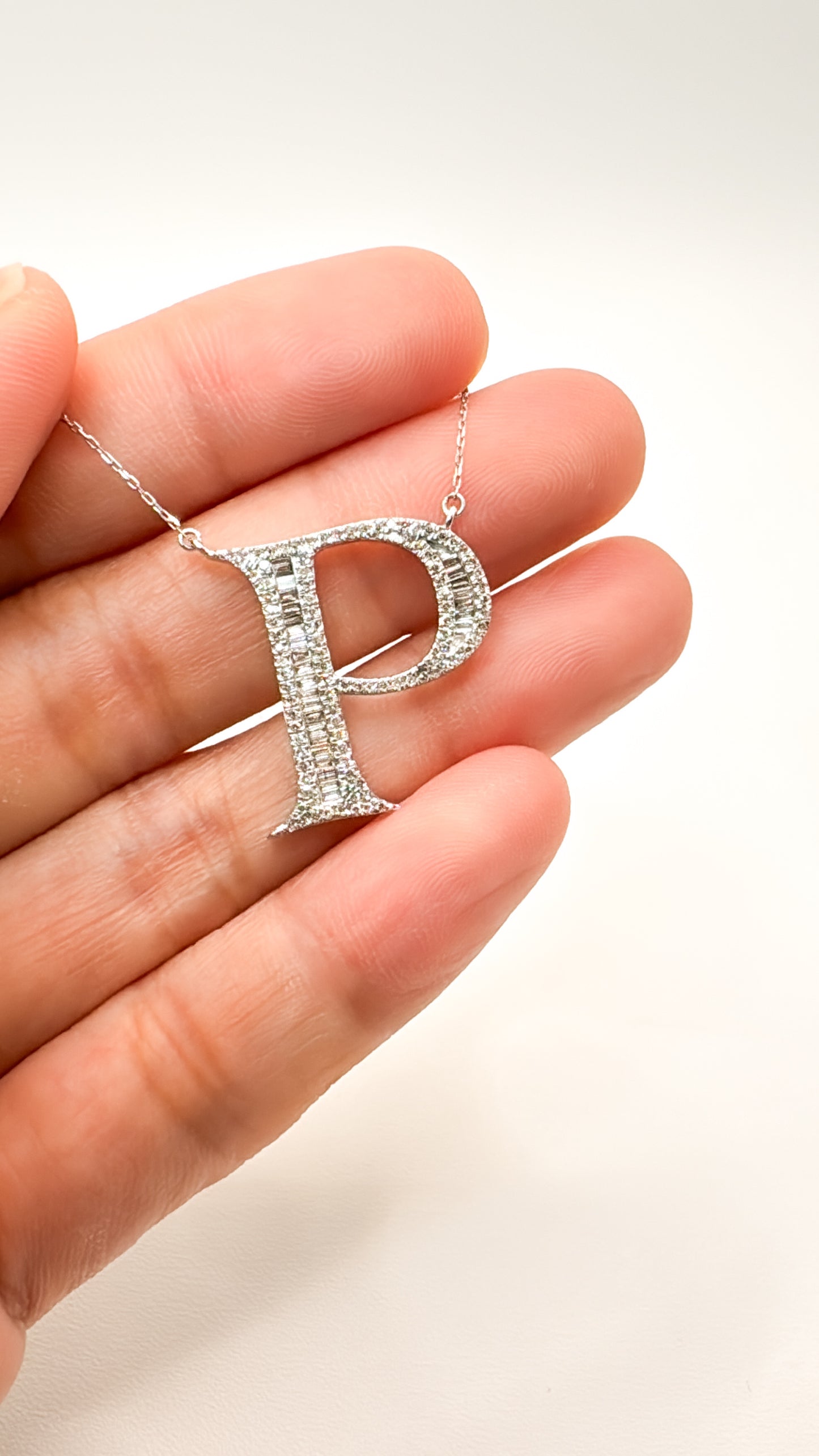 P Initial Diamond Pendant Necklace