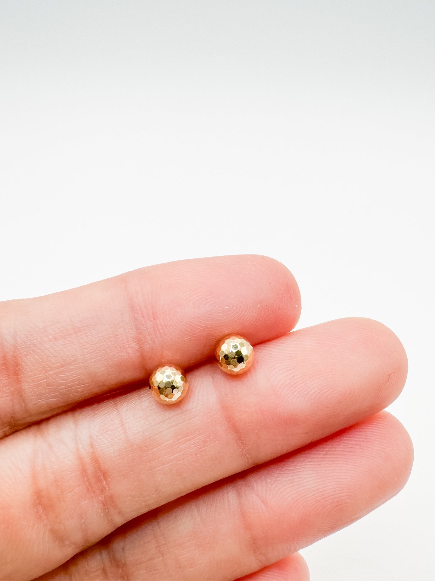 Glitter Pattern Gold Ball Studs 4mm