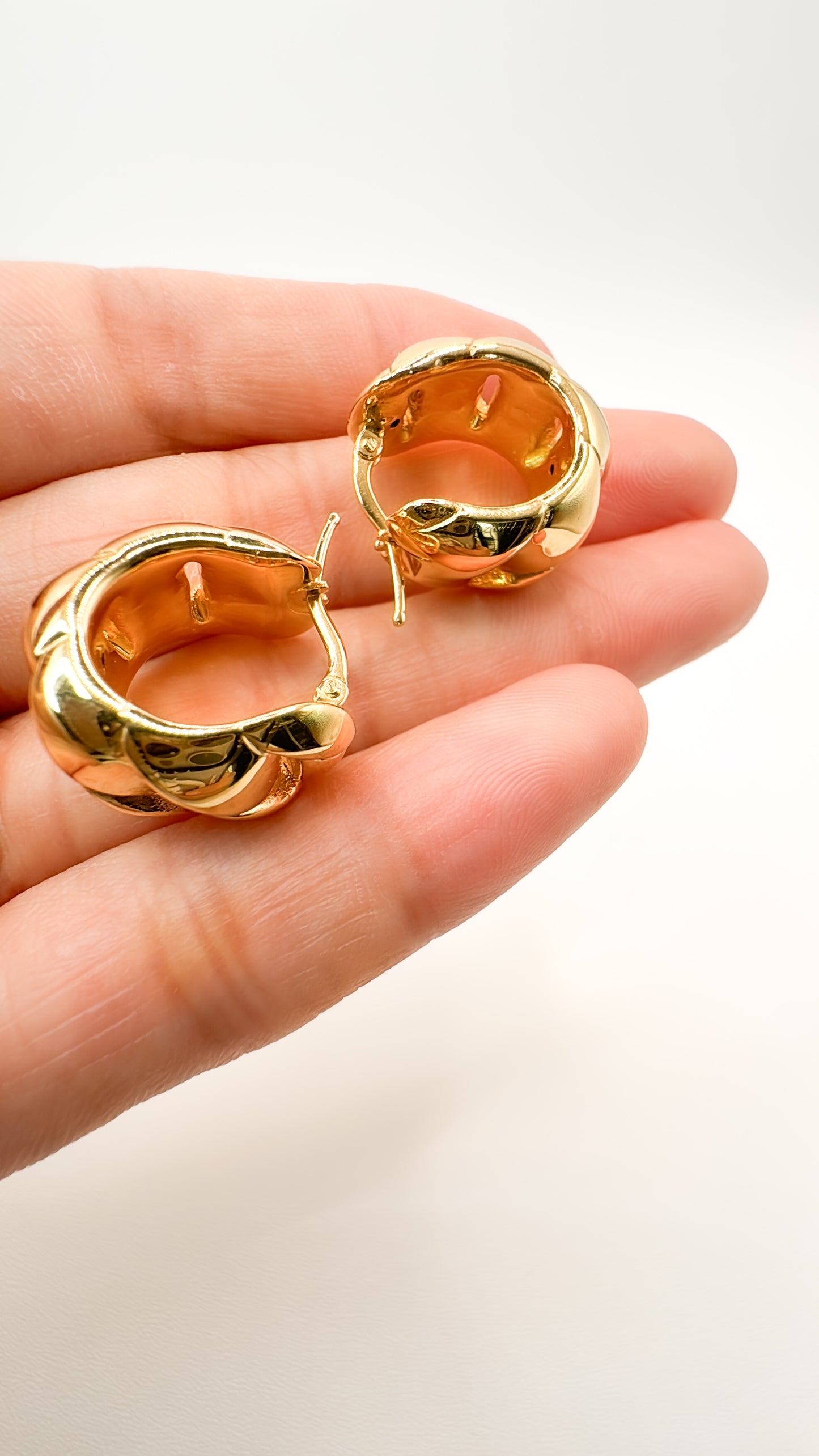 Evera Woven-Pattern Gold Hoops