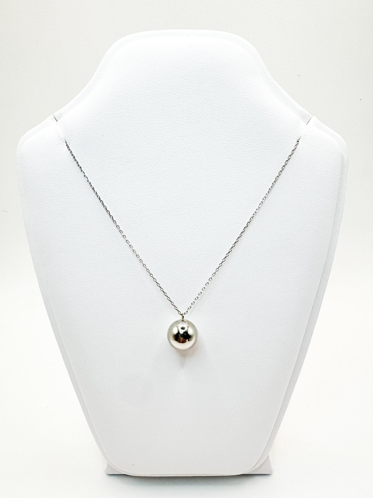 Classic Platinum Ball Pendant Necklace 10MM
