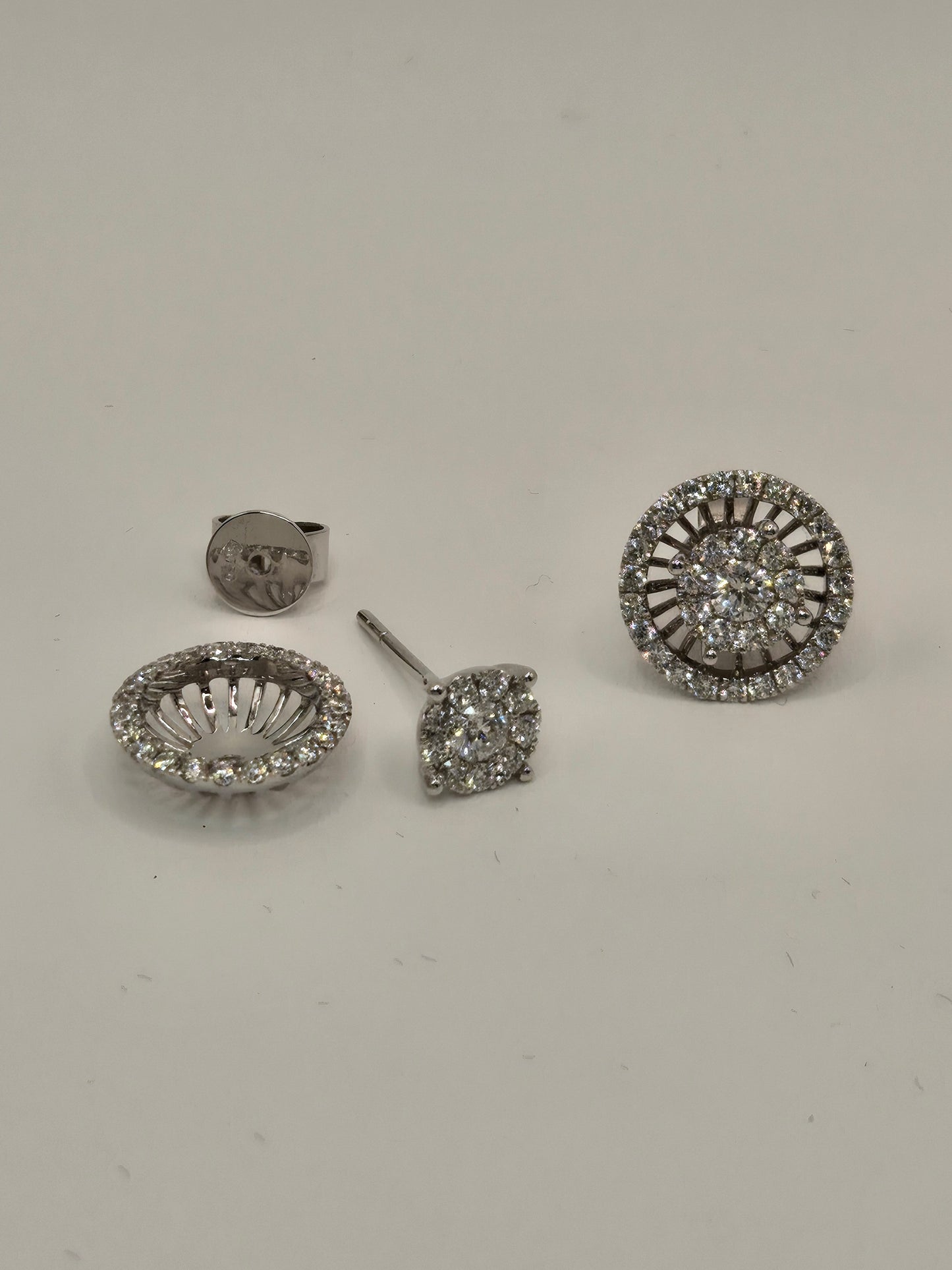 Karina Round Multi-way Illusion Diamond Stud Earrings with removable halo