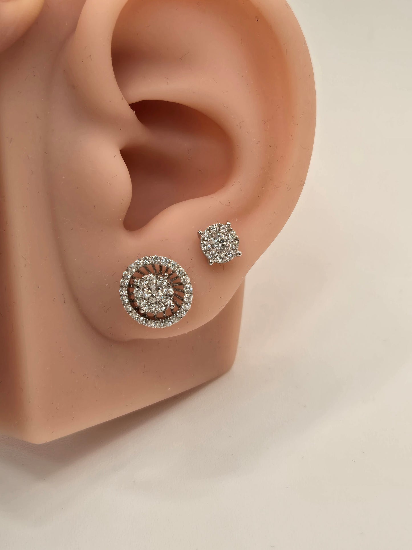Karina Round Multi-way Illusion Diamond Stud Earrings with removable halo