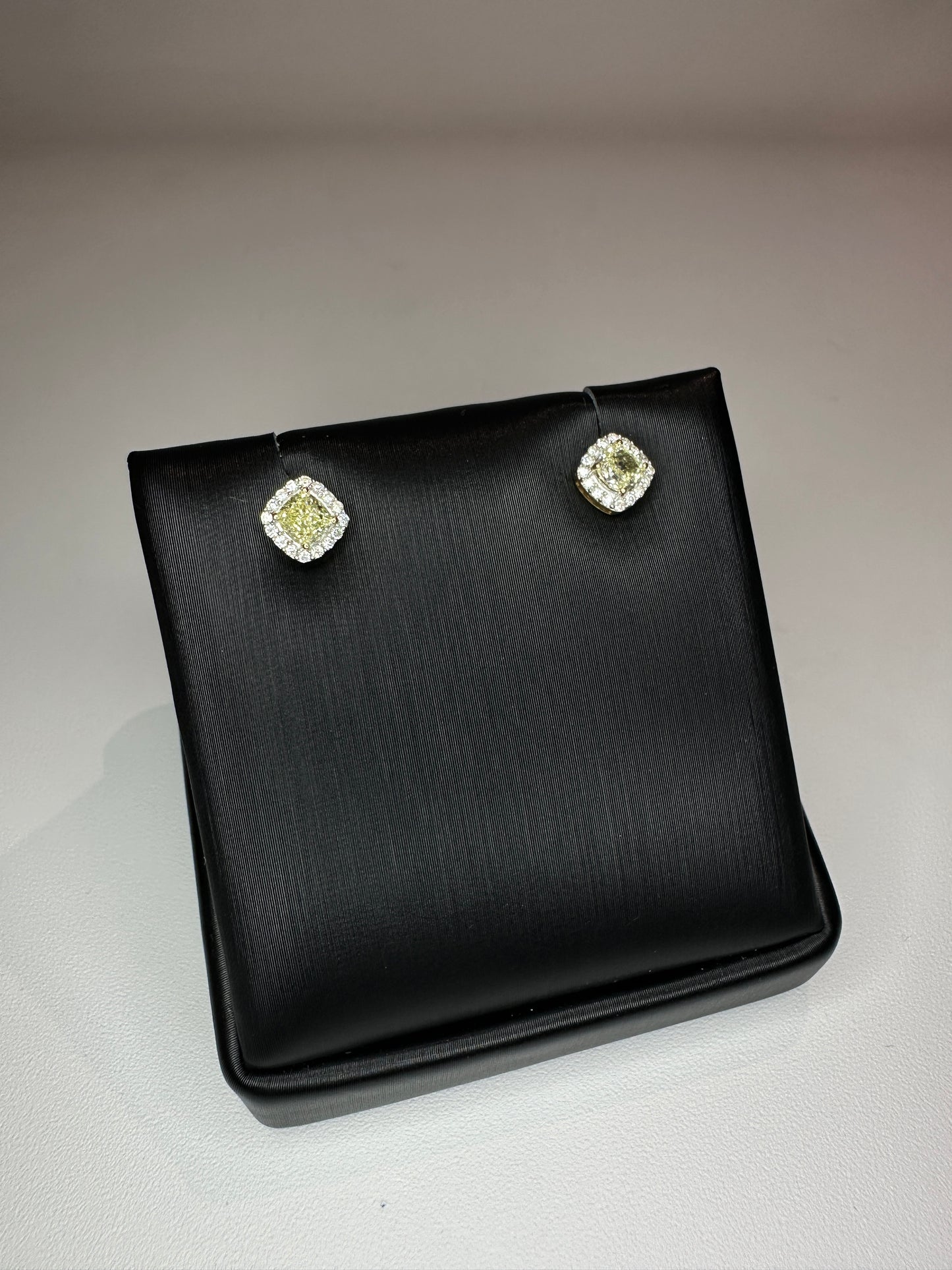 Fille Yellow Diamond Studs with Halo