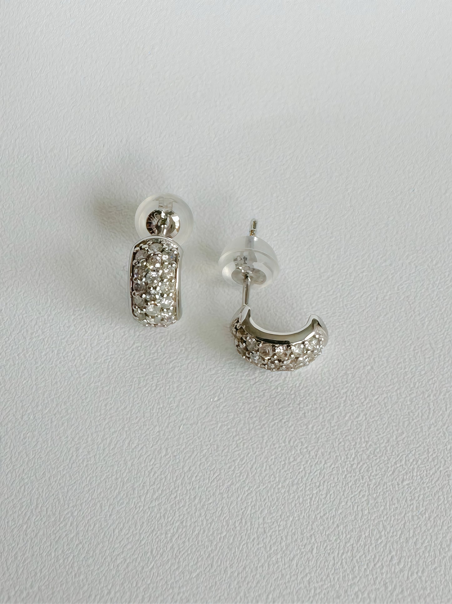 Aira Diamond Illusion Huggies in 18K White Gold