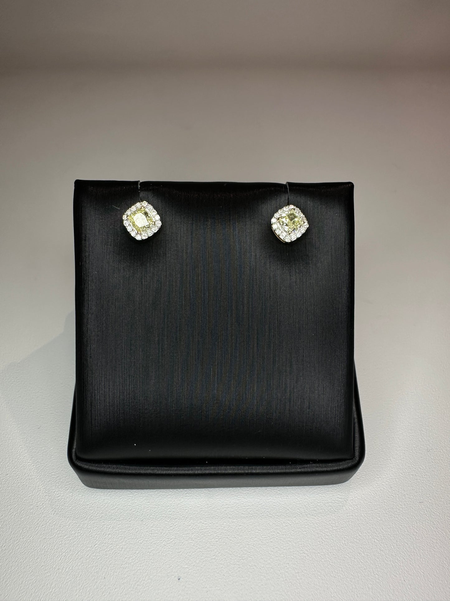Fille Yellow Diamond Studs with Halo