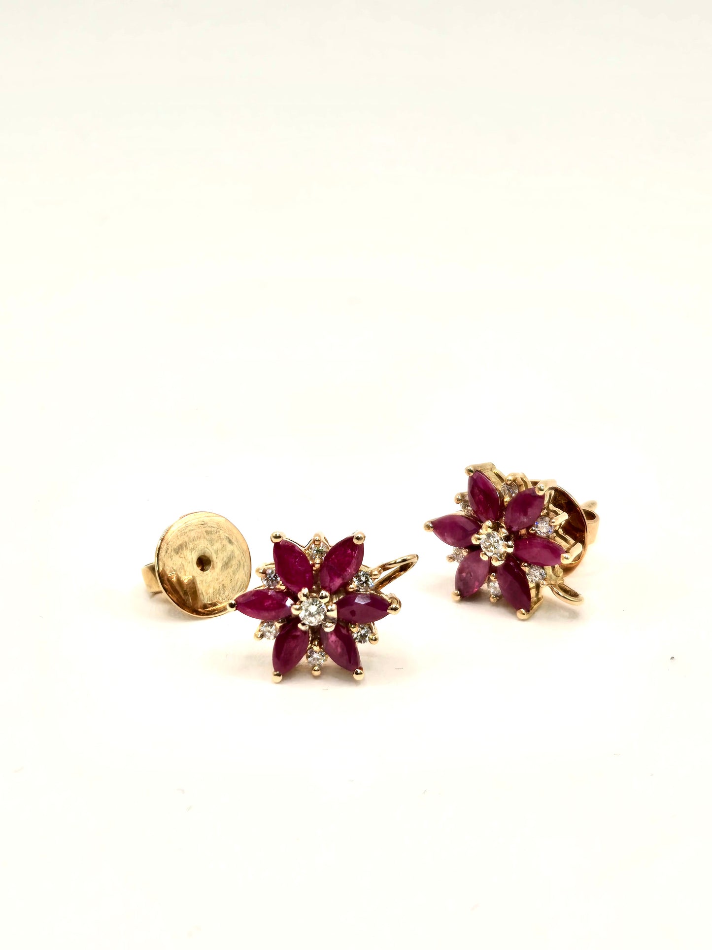 Lena Ruby and Diamond Flower Earrings