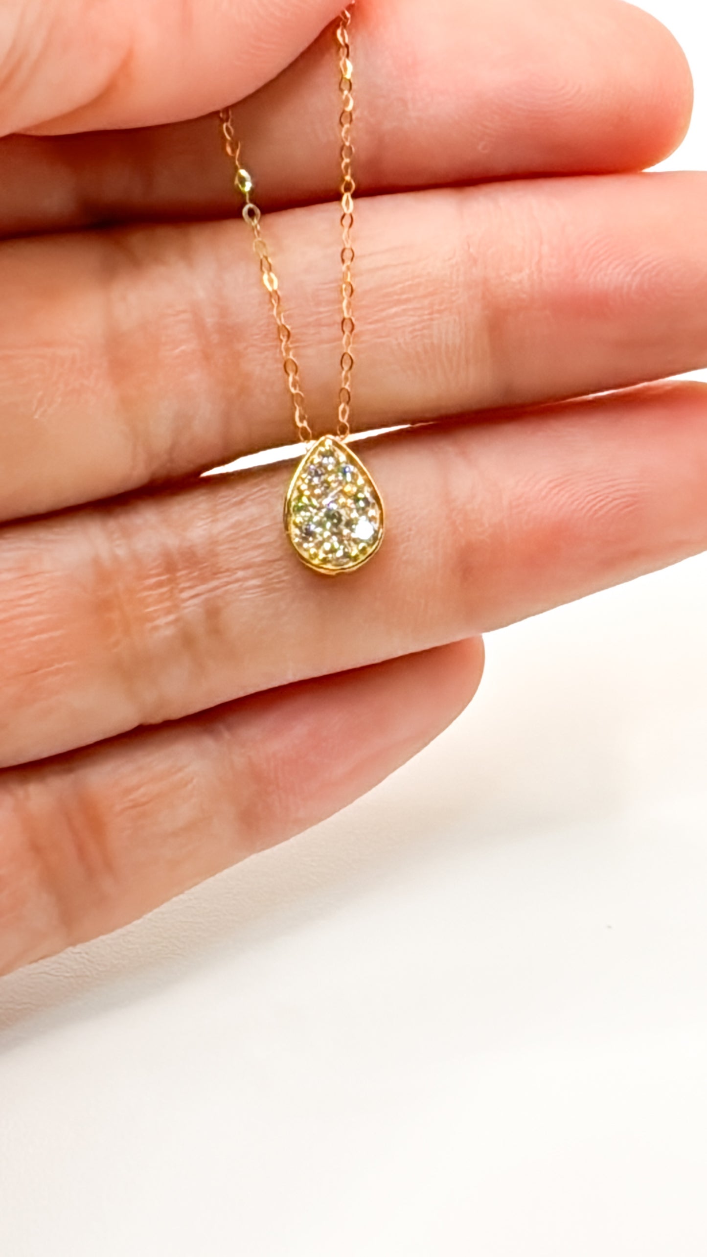 Esme Diamond Teardrop Pendant with Chain