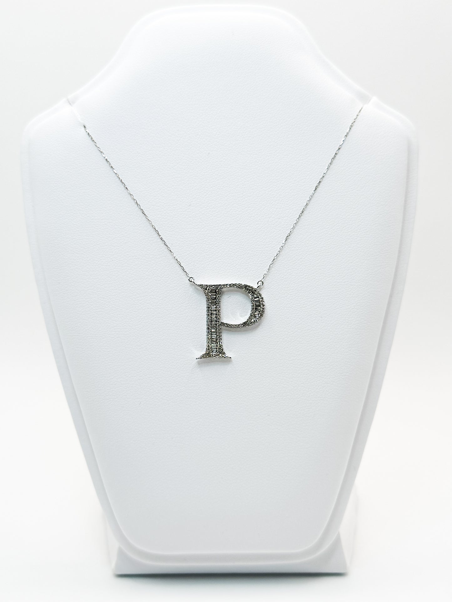 P Initial Diamond Pendant Necklace