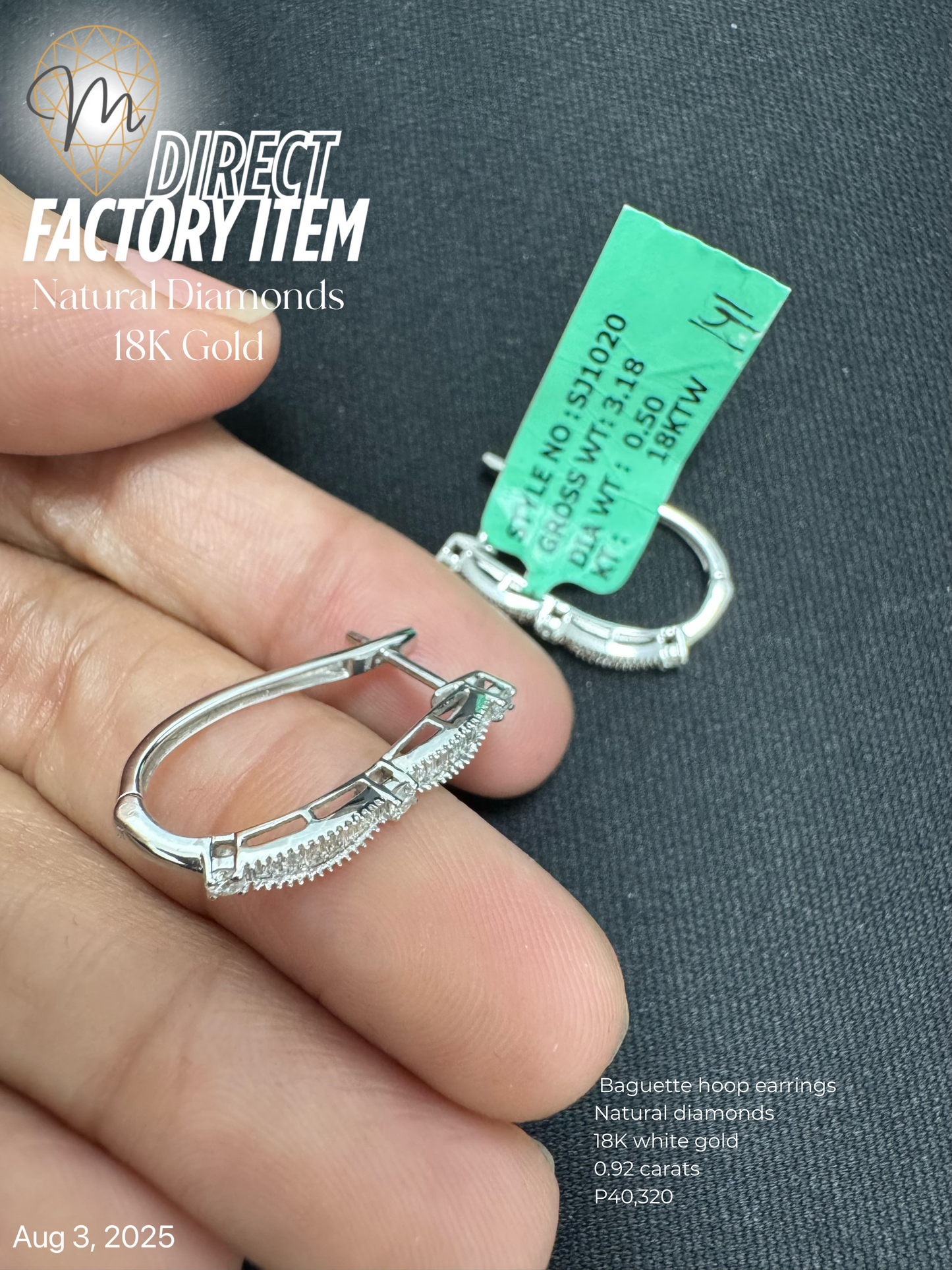Factory Item: Diamond Baguettes Hoop Earrings