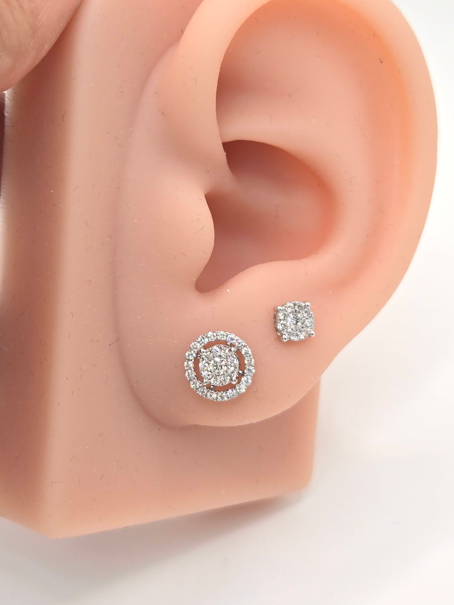 Dorris Round Multi-way Illusion Diamond Stud Earrings with removable halo