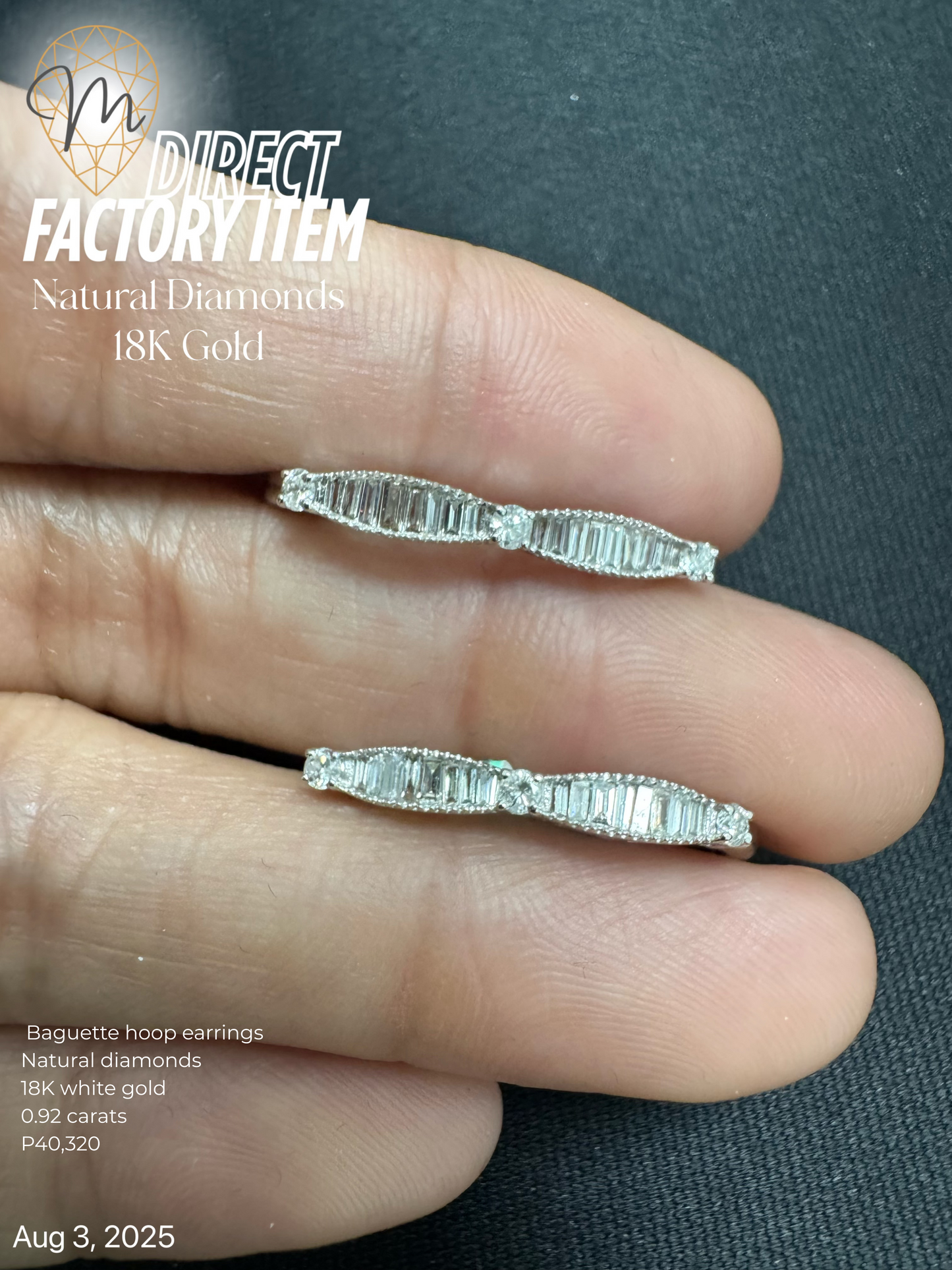 Factory Item: Diamond Baguettes Hoop Earrings