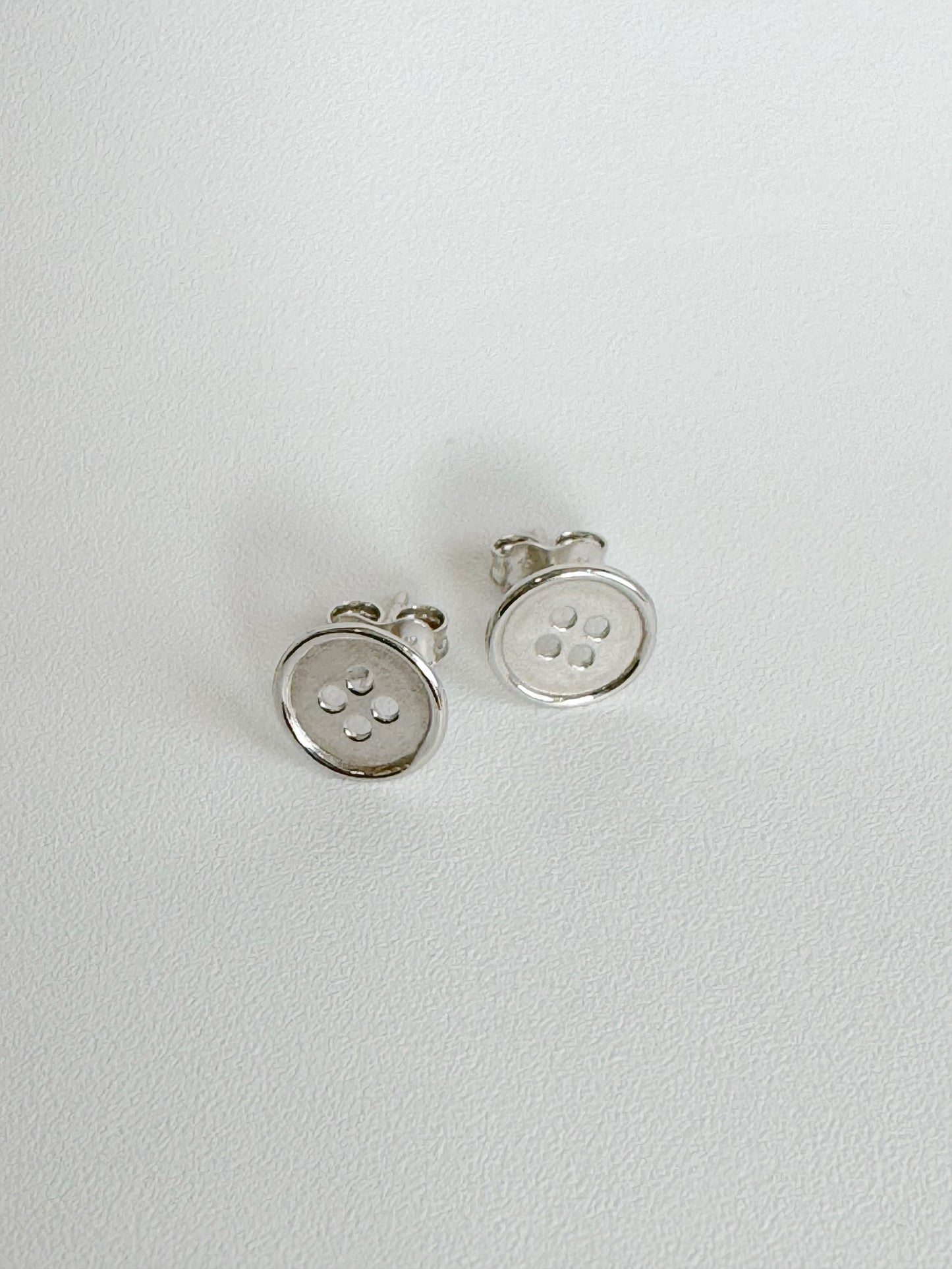 Nicole Button Studs in 18K White Gold