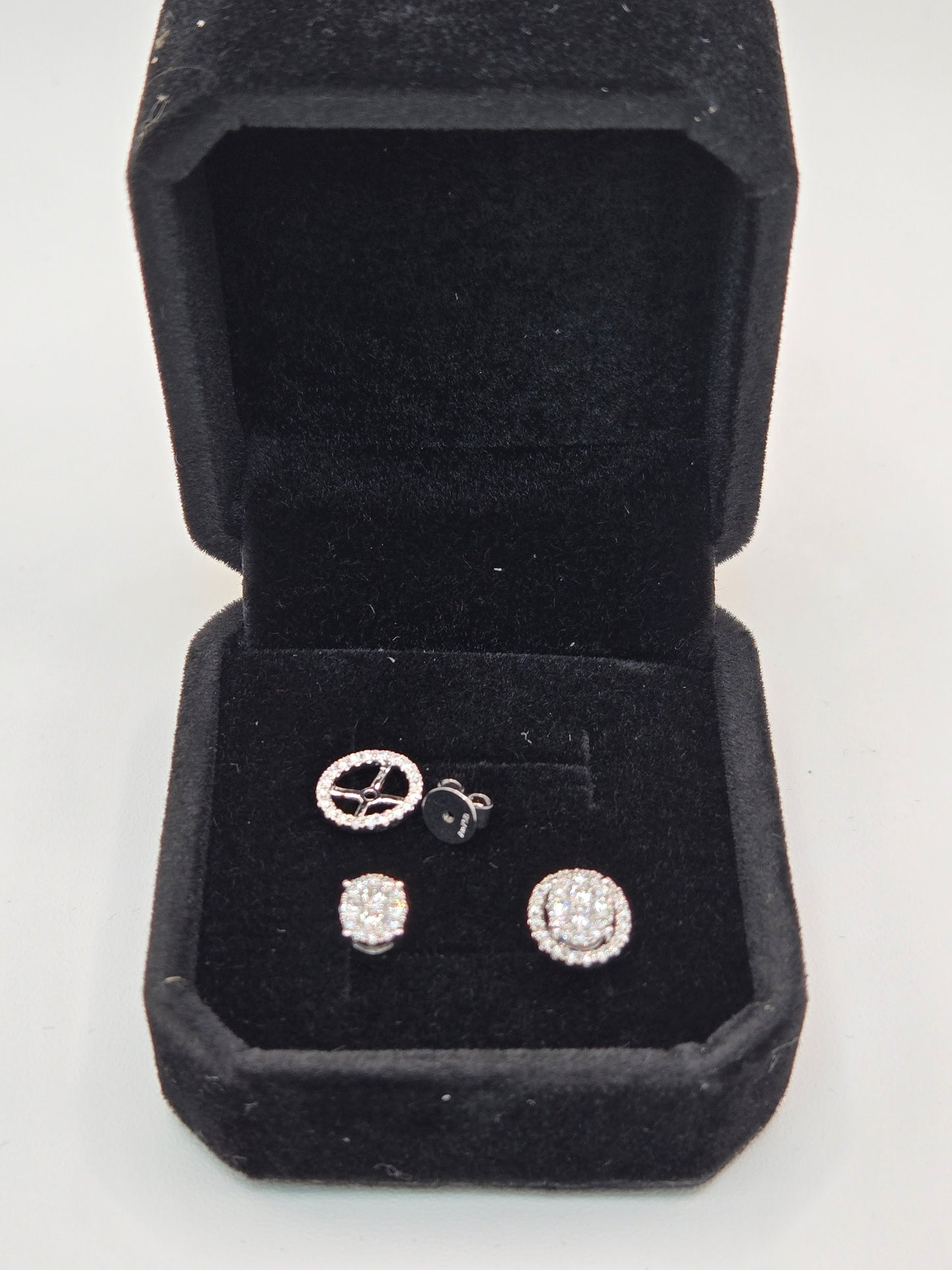 Dorris Oval Multi-way Illusion Diamond Stud Earrings with removable halo