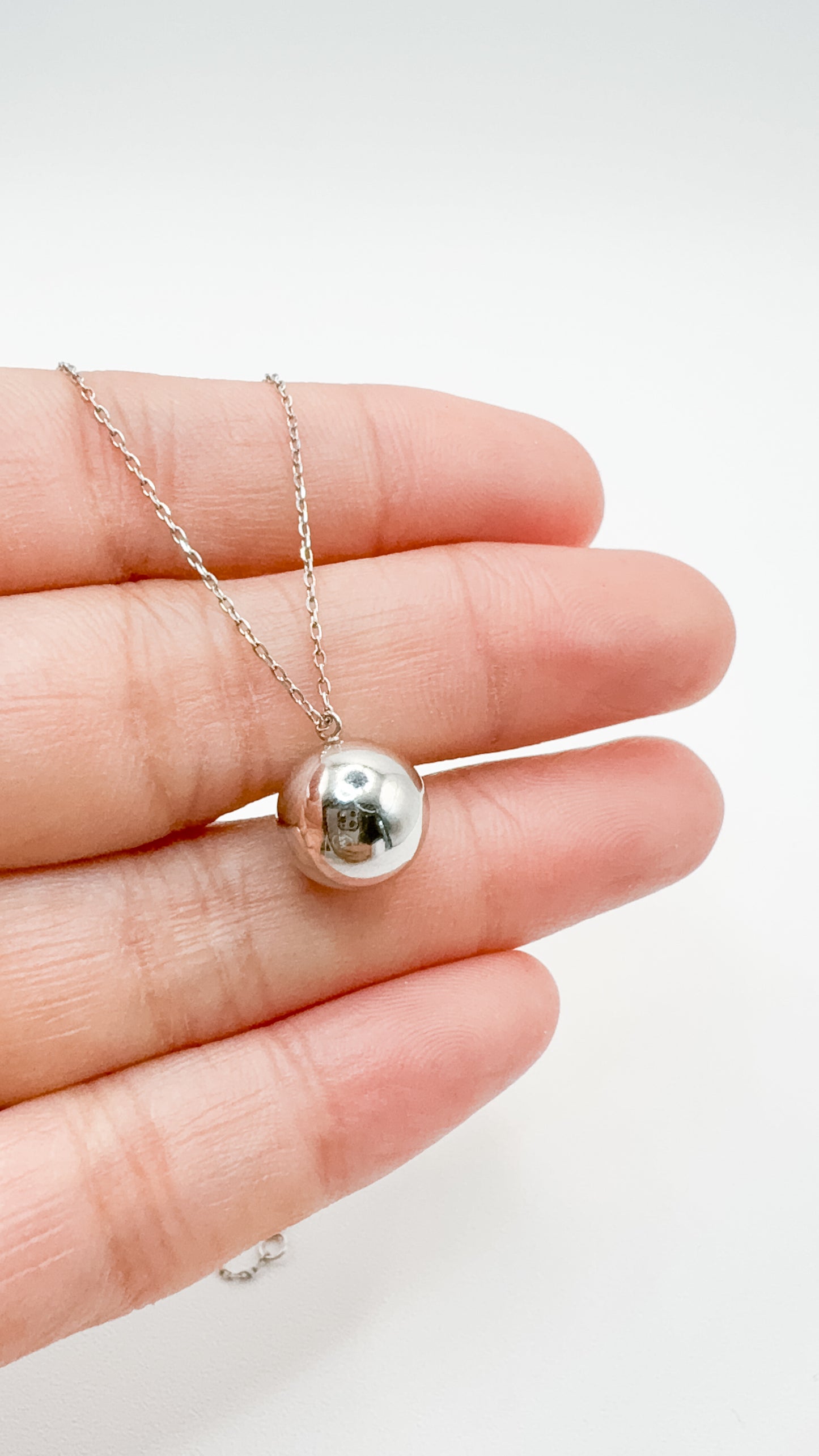 Classic Platinum Ball Pendant Necklace 10MM