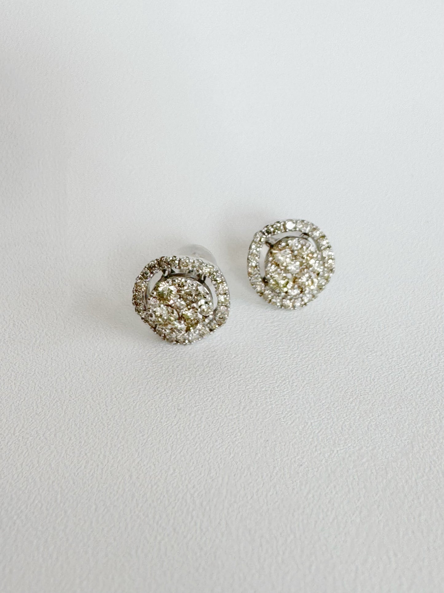 Francesca Round Illusion Diamond Studs With Halo (Natural Diamonds)