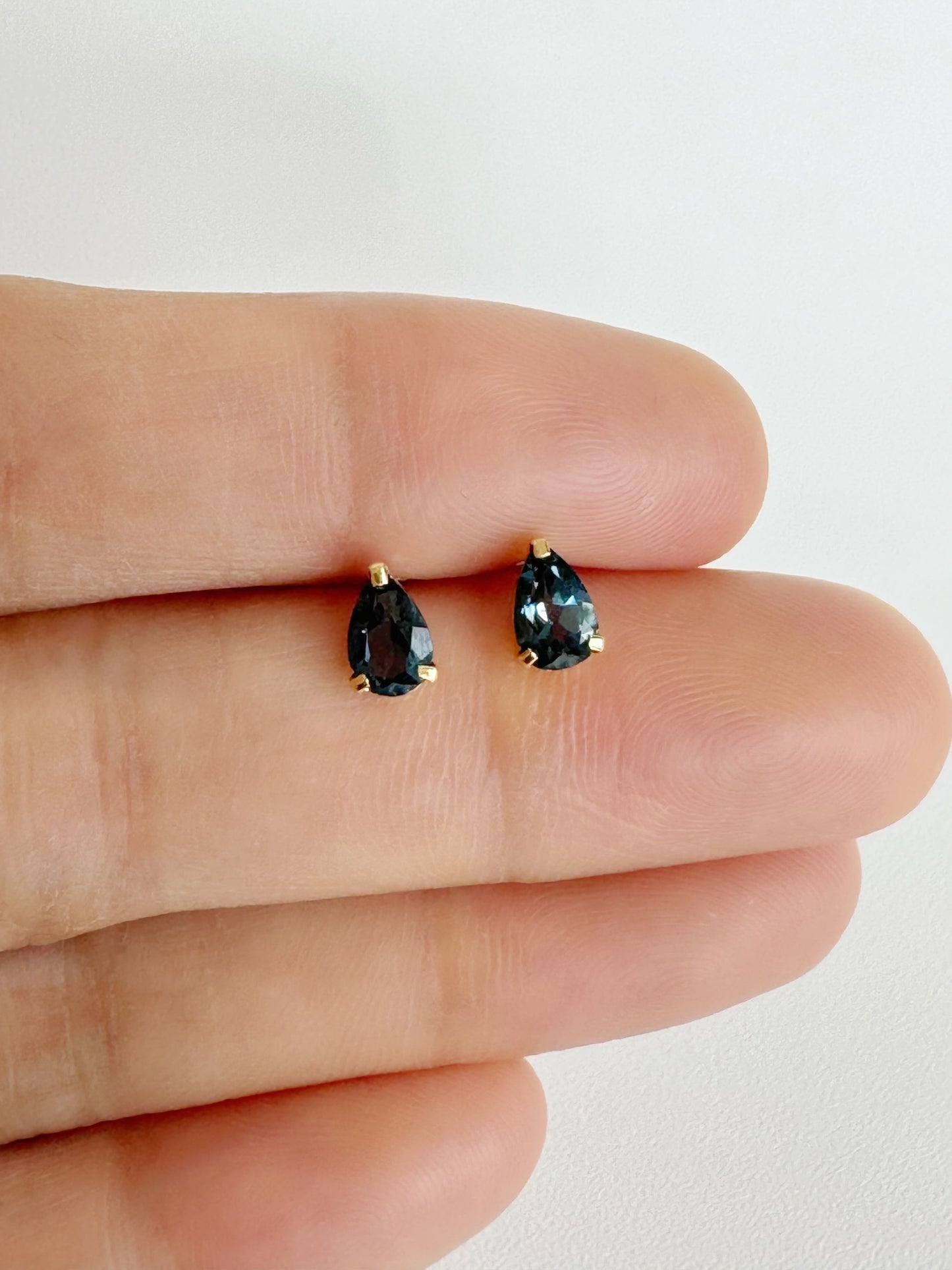 London Blue Topaz (Pear Cut) Stud Earrings