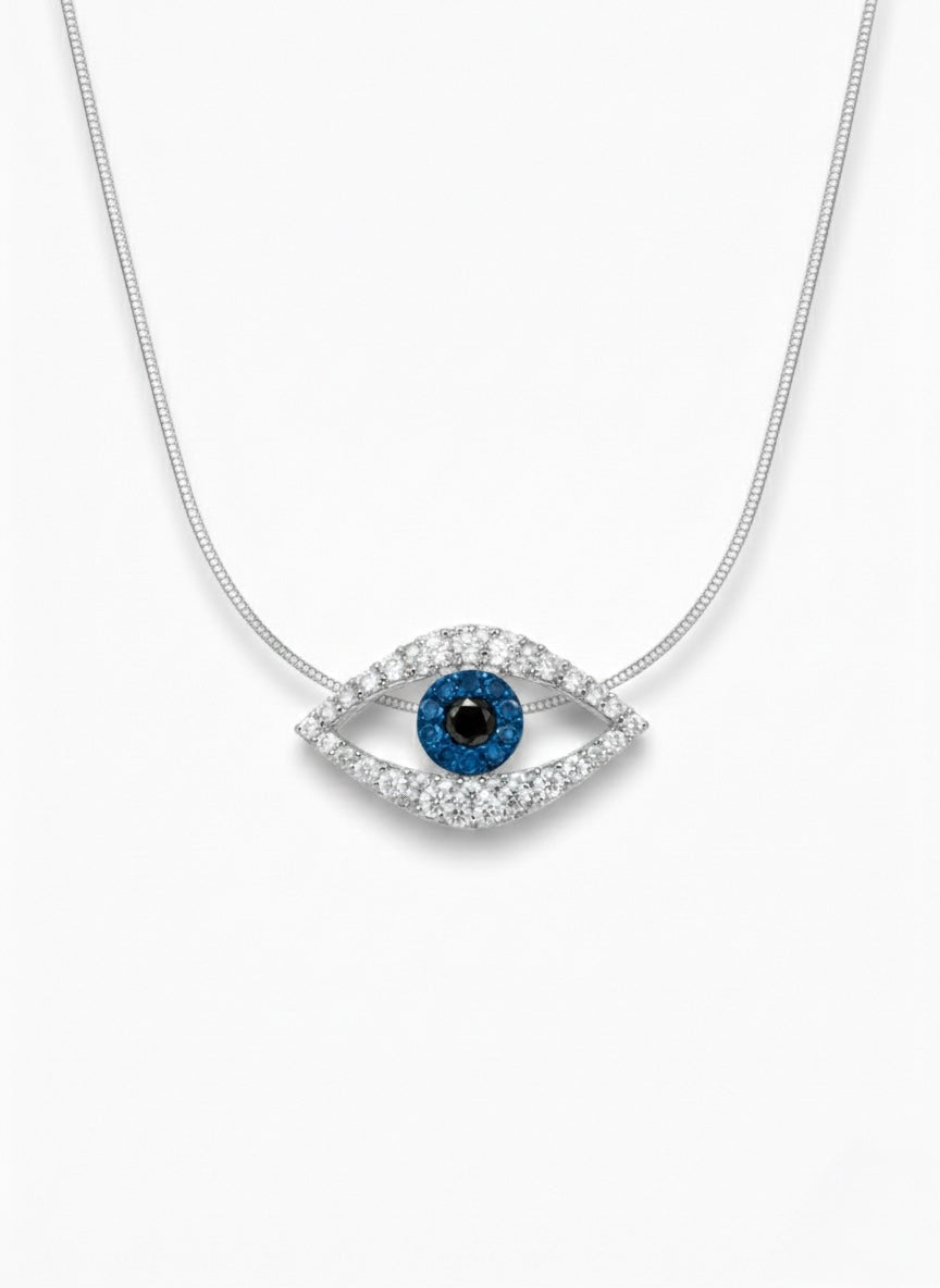 Evil Eye Multi-diamond Pendant in 18K White Gold (Pendant Only)