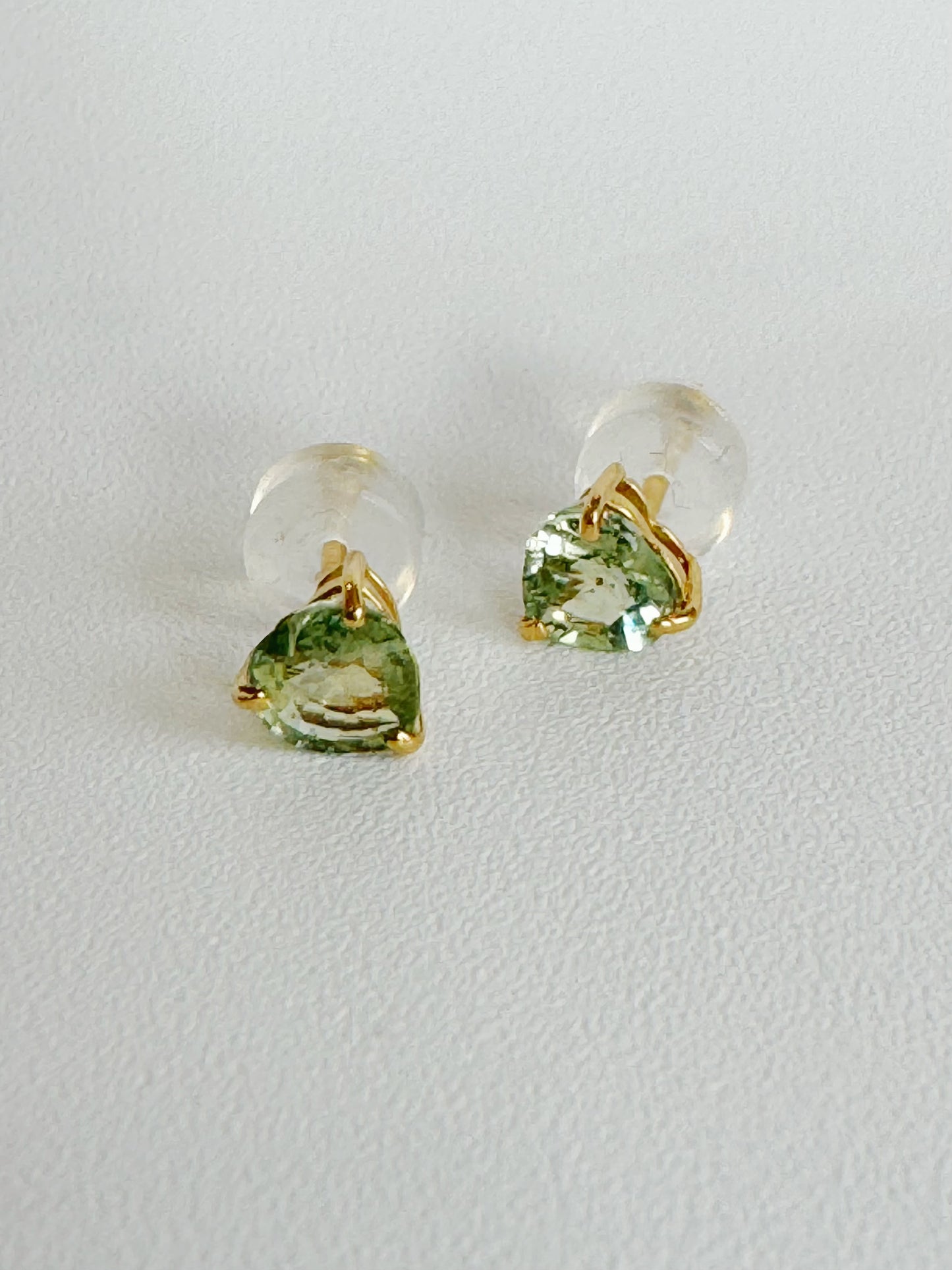 Green Sapphire (Heart Cut) Stud Earrings 5mm