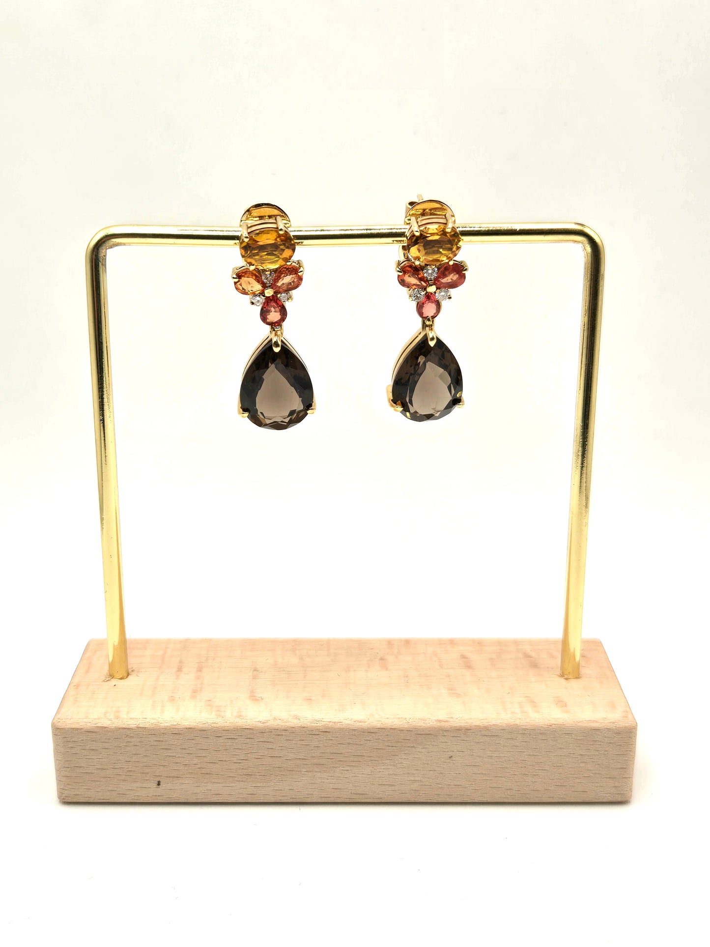 Soft Fire Citrine, Sapphire and Smokey Topaz Earrings and Necklace Set