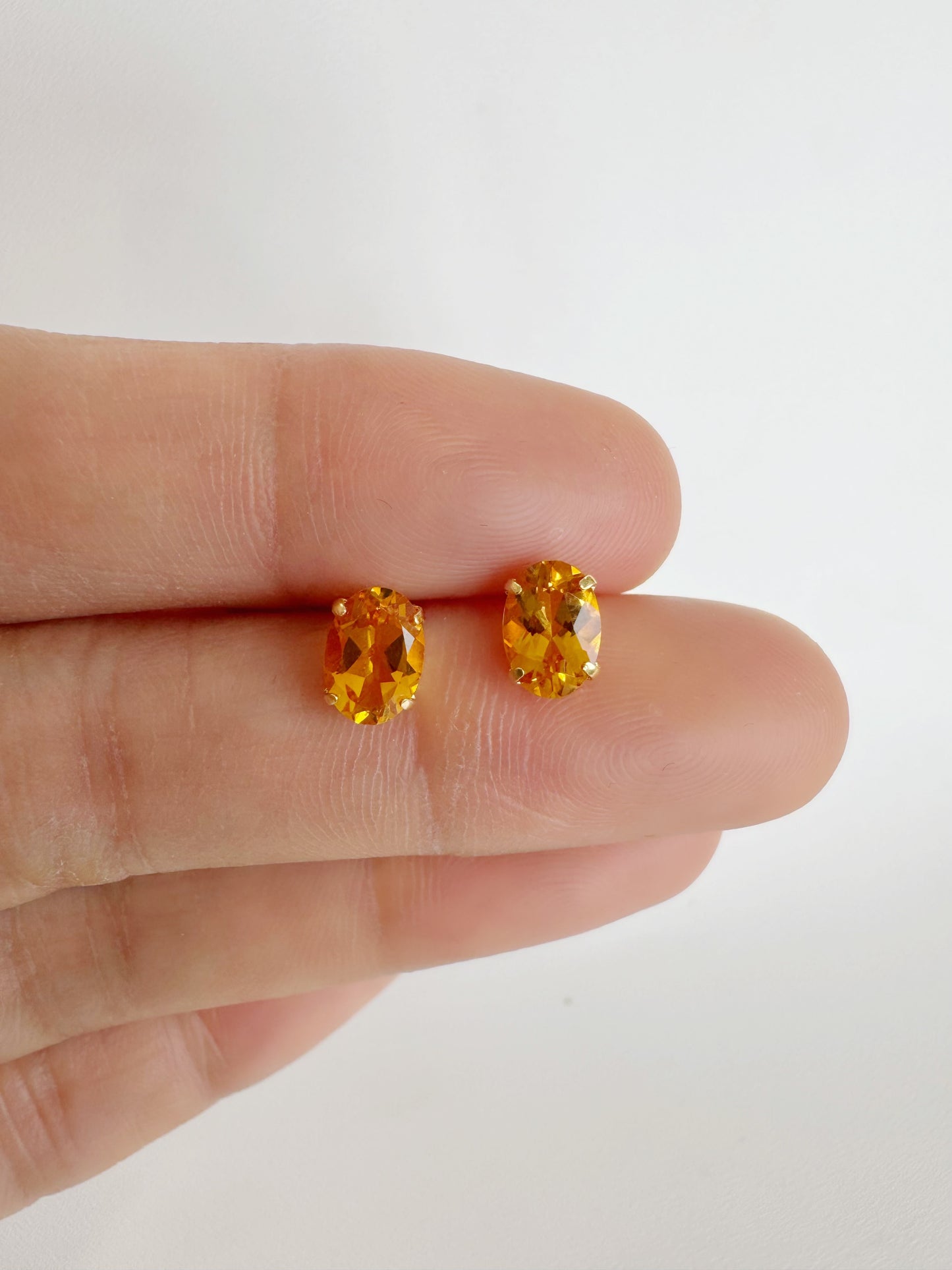 Citrine (Oval Cut) Stud Earrings