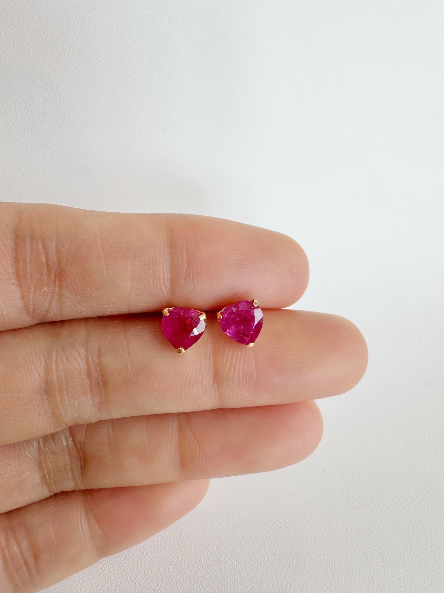 Ruby (Heart Cut) Stud Earrings