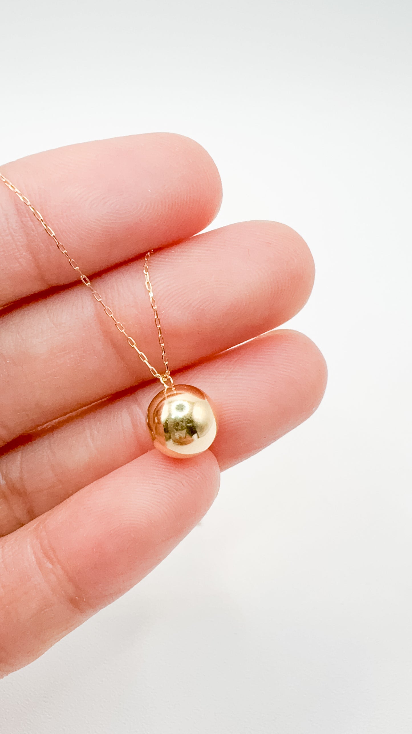 Classic Gold Ball Pendant Necklace in Yellow Gold 8MM