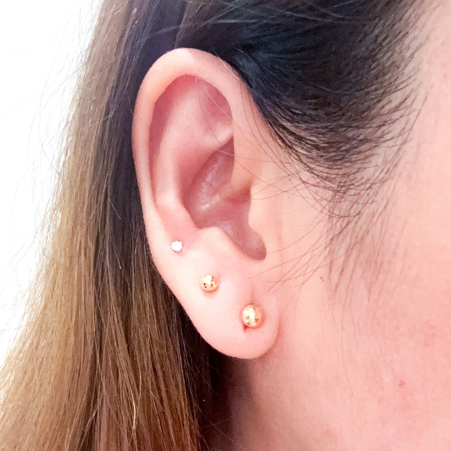 Glitter Pattern Gold Ball Studs 5mm