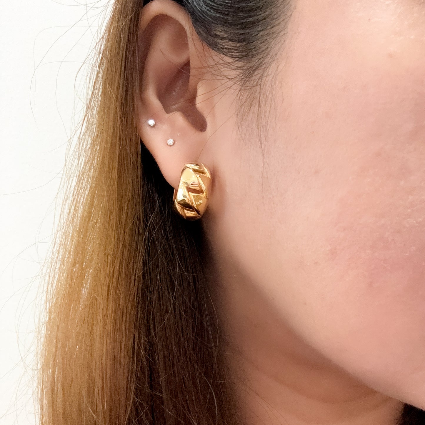Evera Woven-Pattern Gold Hoops