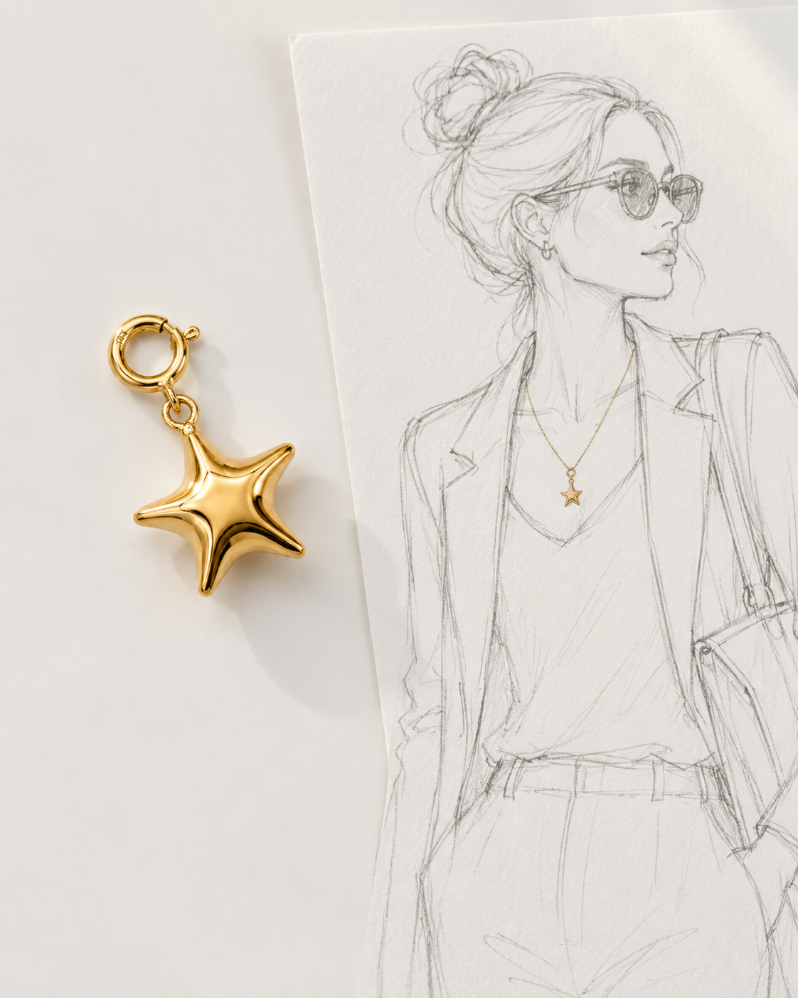 Etoile Gold Star Charm Pendant in Yellow Gold