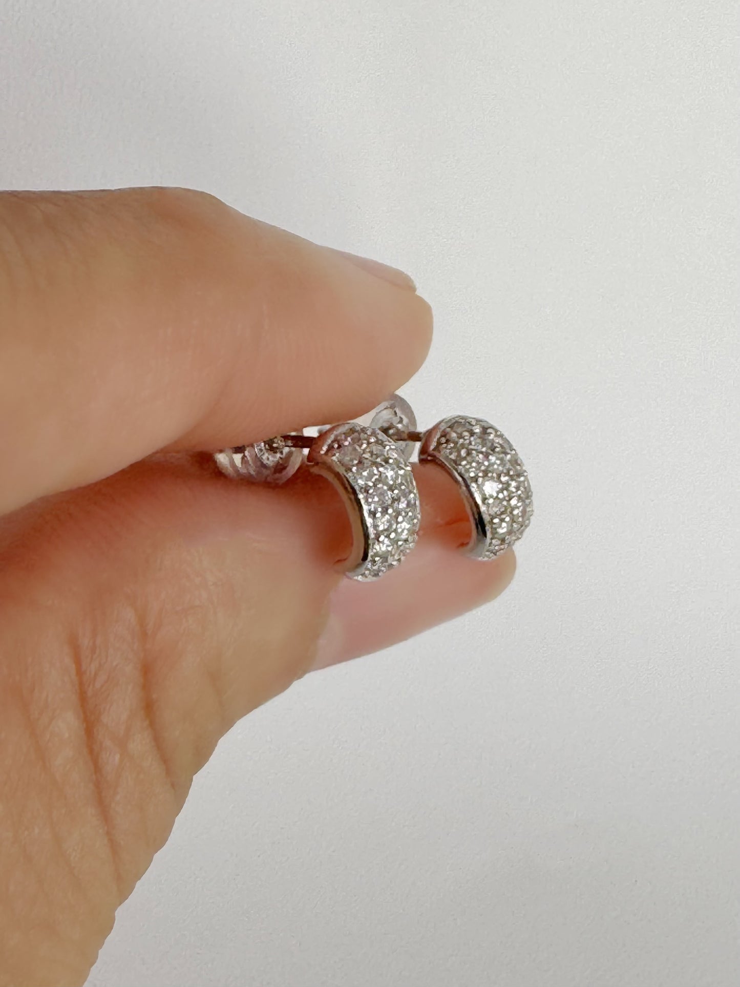 Aira Diamond Illusion Huggies in 18K White Gold