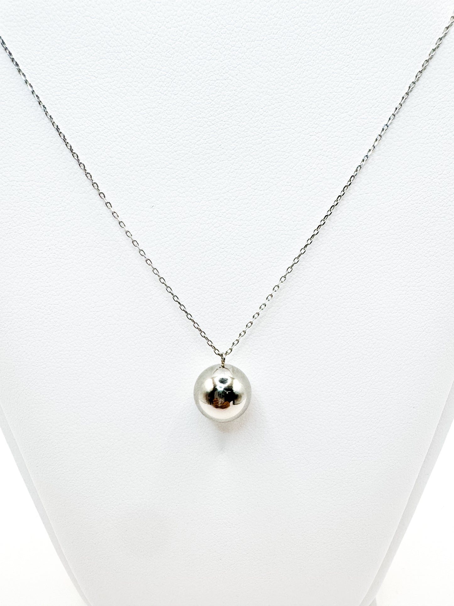 Classic Platinum Ball Pendant Necklace 10MM