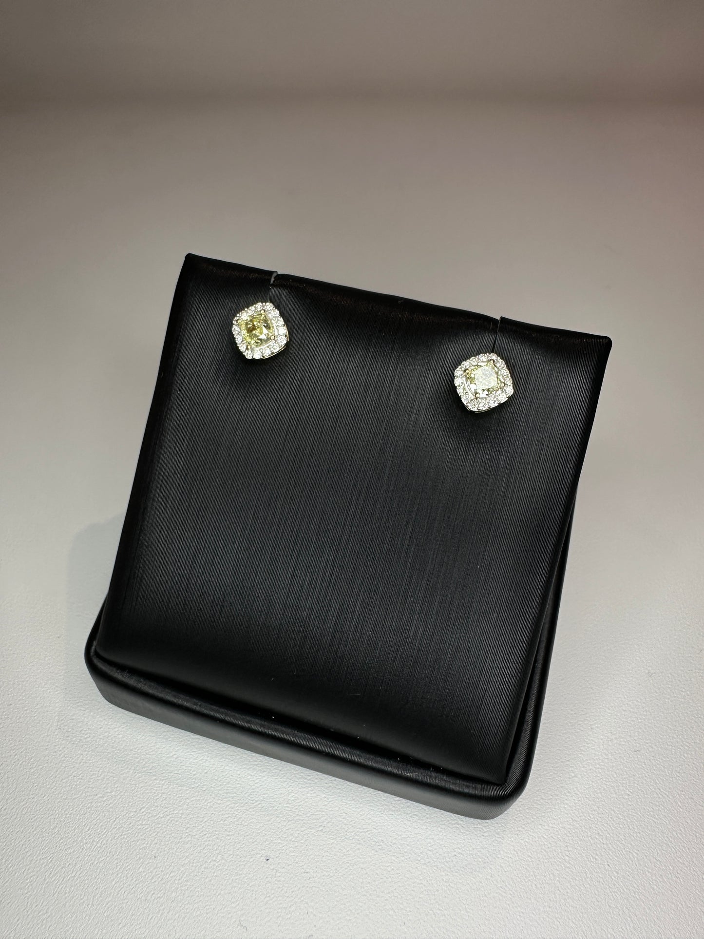 Fille Yellow Diamond Studs with Halo