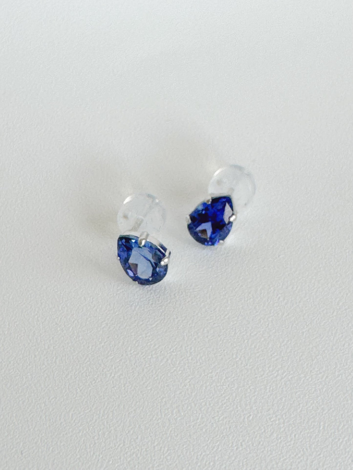 Blue Sapphire (Pear Cut) Stud Earrings (Lab Grown Sapphire)