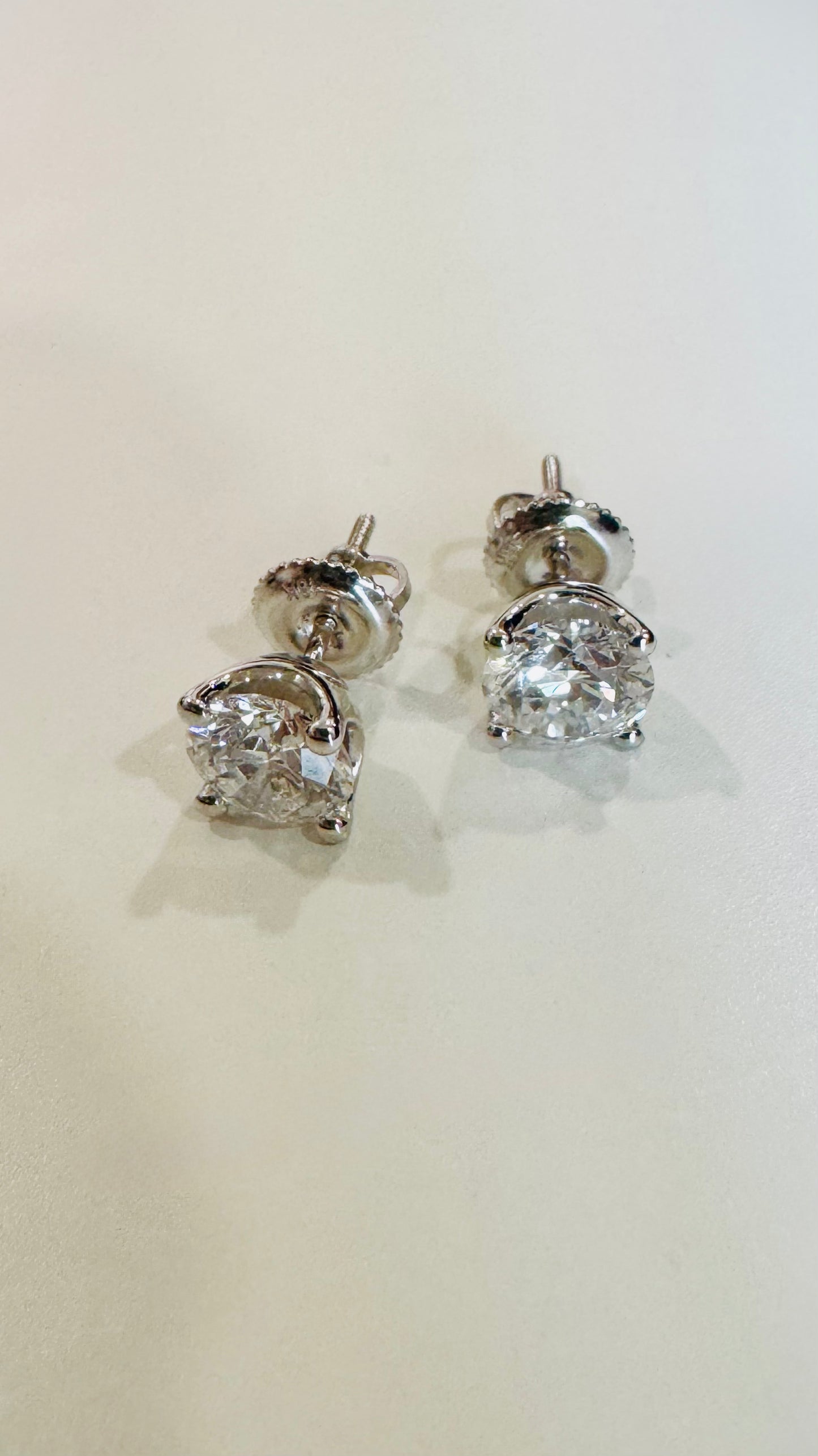 Diamond Stud Earrings, 0.50 + 0.50 carats