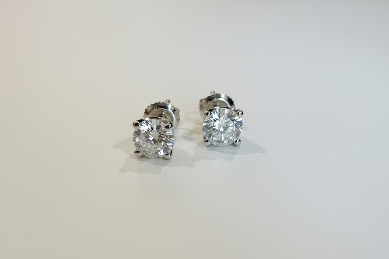Classic Diamond Stud Earrings, 0.50 + 0.50 carats (Lab Grown Diamonds)