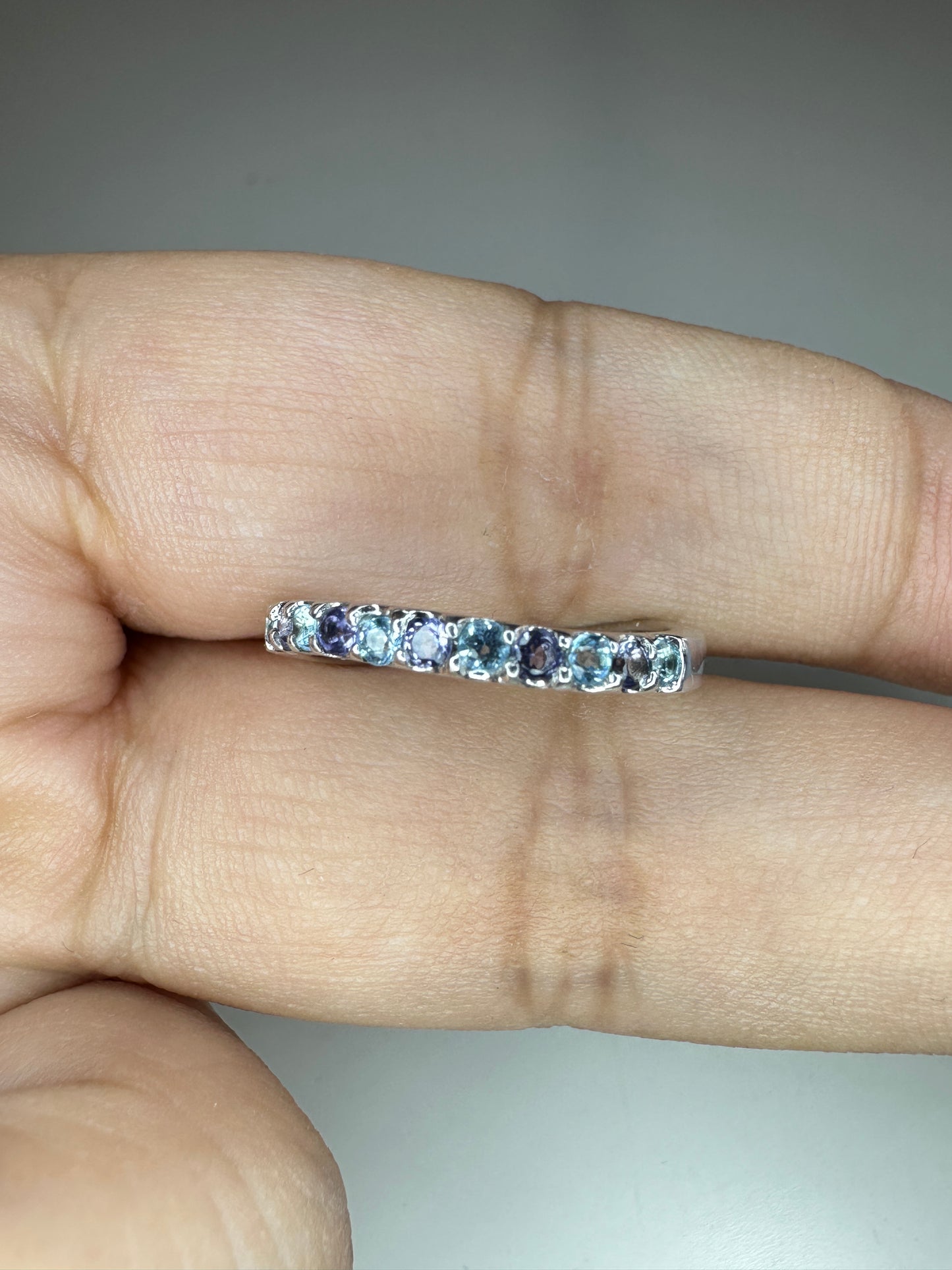 Eleanor Natural Iolite and Blue Topaz Ring
