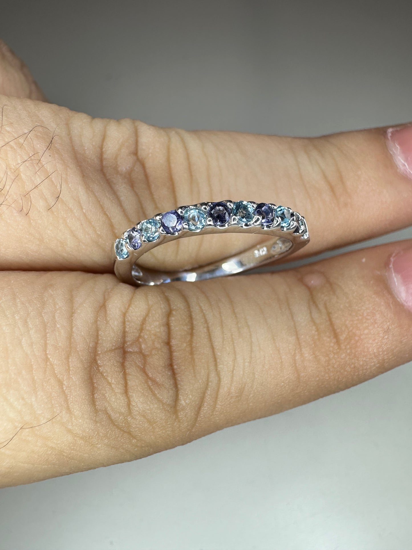 Eleanor Natural Iolite and Blue Topaz Ring