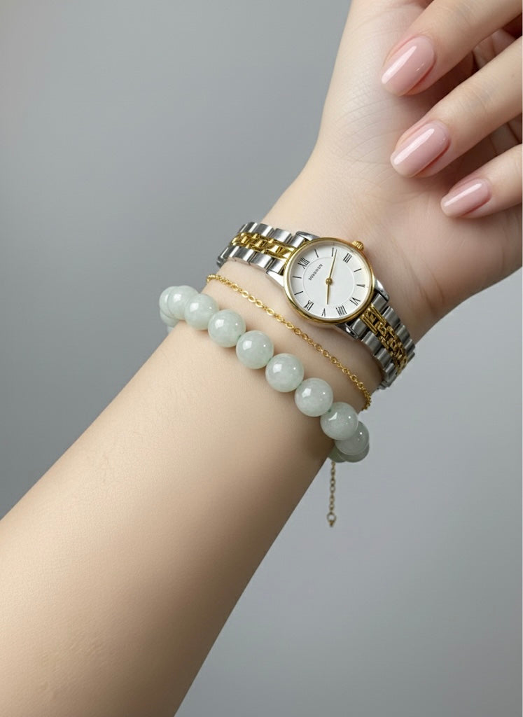 Premium Pale Green Jade Crystal Bracelet with 12mm Beads