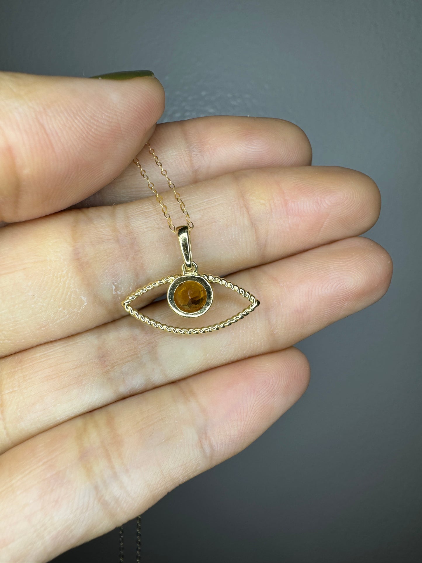 Citrine Evil Eye Pendant Necklace