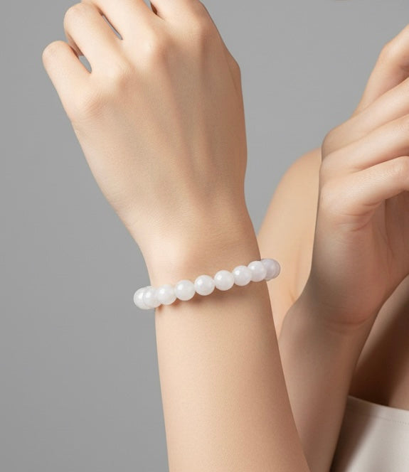 Premium Pale Purple Jade Crystal Bracelet with 12mm Beads