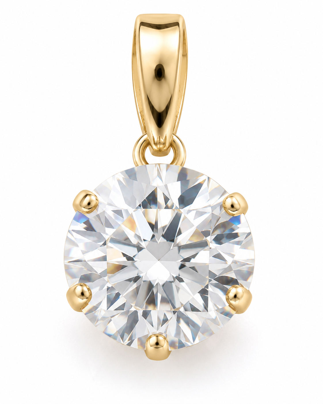 Solstice Classic Brilliant Moissanite Solitaire Pendant in Yellow Gold