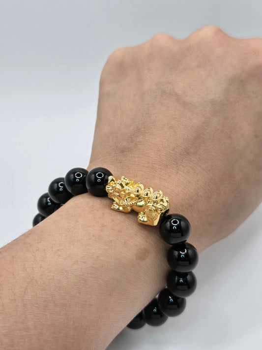 Black Agate Beads and Piyao Bracelet