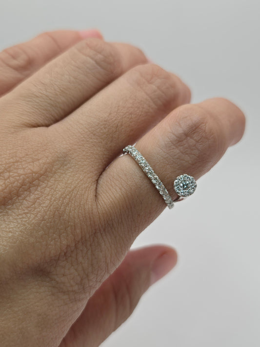 Stefania Half-Eternity Diamond Ring With Side Solitaire Illusion