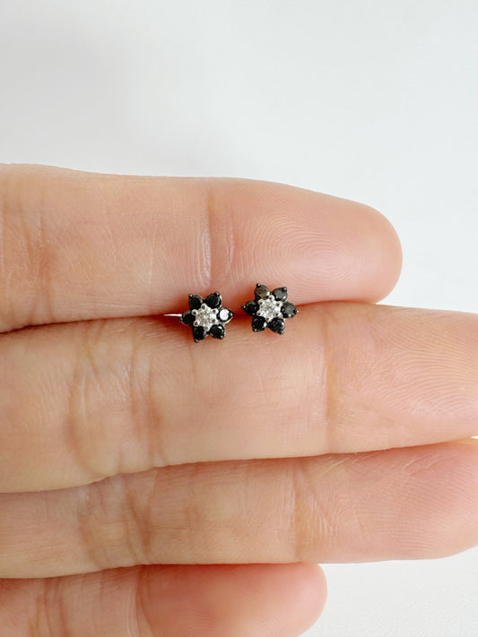 Caterina Black and White Diamond Rositas Stud Earrings