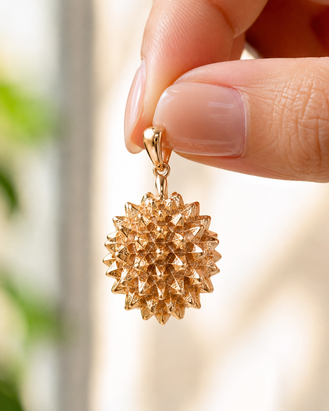Gold Durian Chunky Pendant in Yellow Gold