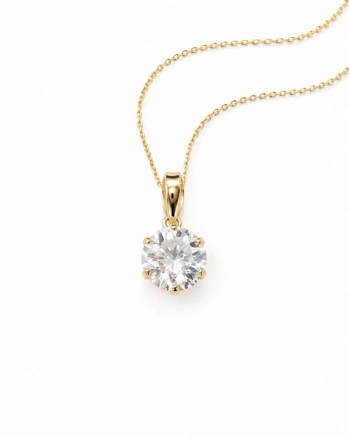 Solstice Classic Brilliant Moissanite Solitaire Pendant in Yellow Gold