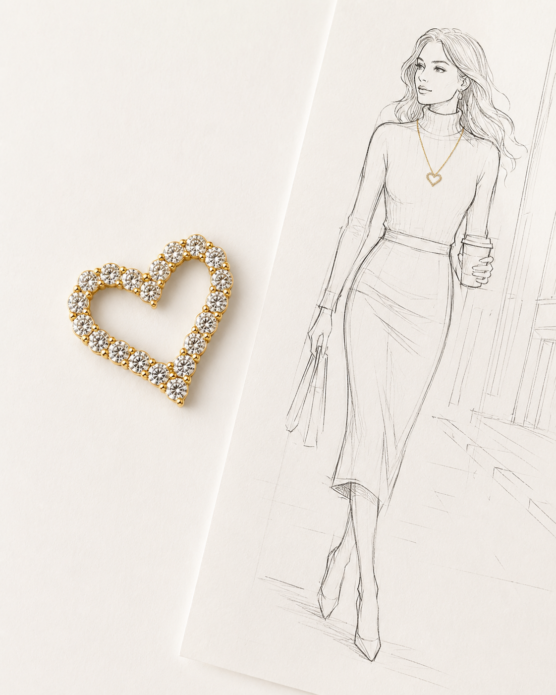 Cora Open Heart Pendant in Yellow Gold