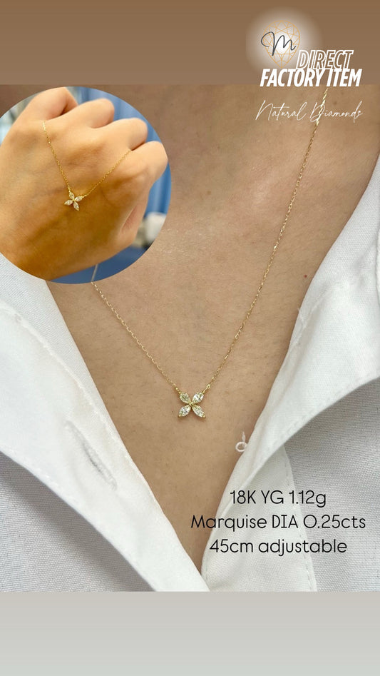 Factory Item: Natural Diamond Marquise Flower Necklace