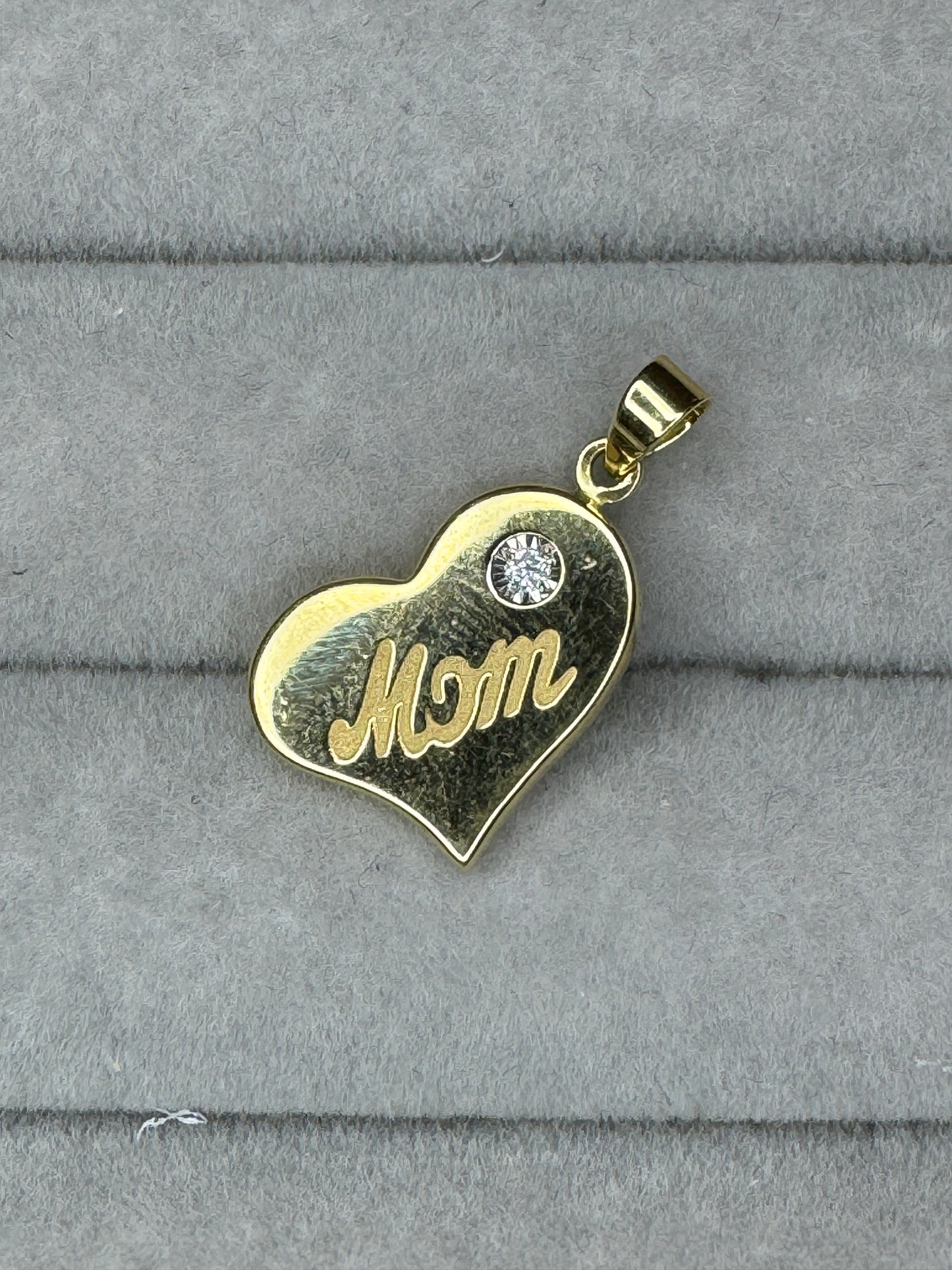 Mom Heart Pendant with Diamond